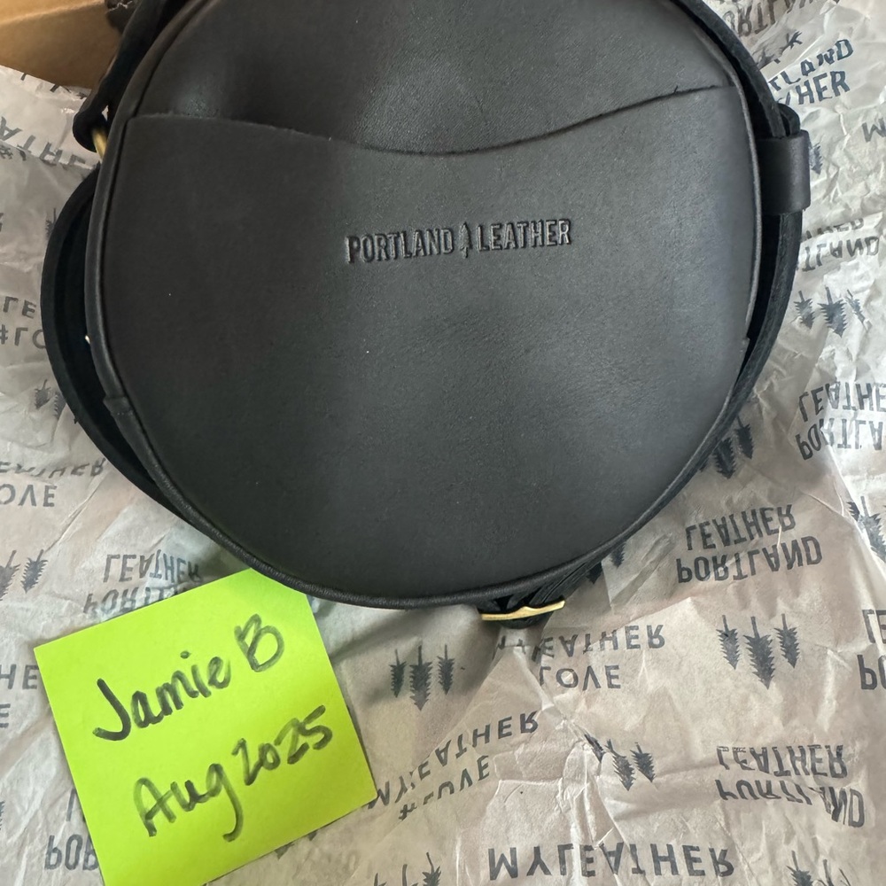 Portland Leather Goods Black Small Circle Crossbody Bag